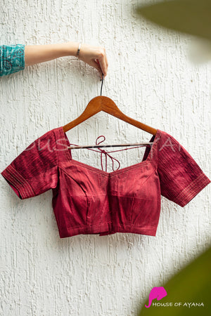 Garnet Rose Raw Silk Pintuck Blouse