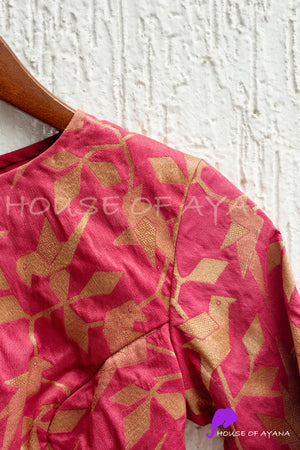 Strawberry Burst Brocade Blouse
