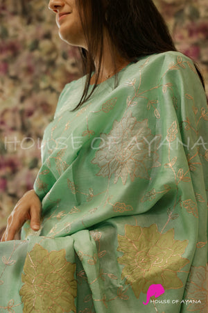 Elahe Embroidered Saree | Teal