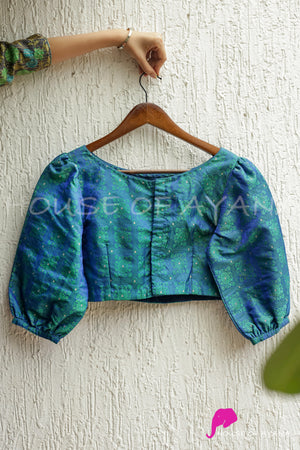 Dancing Peacock Tanchoi Silk Blouse