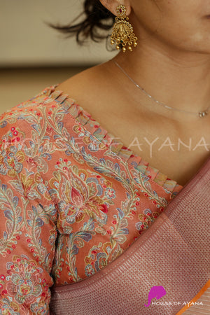 Peach Passion Embroidered Silk Blouse
