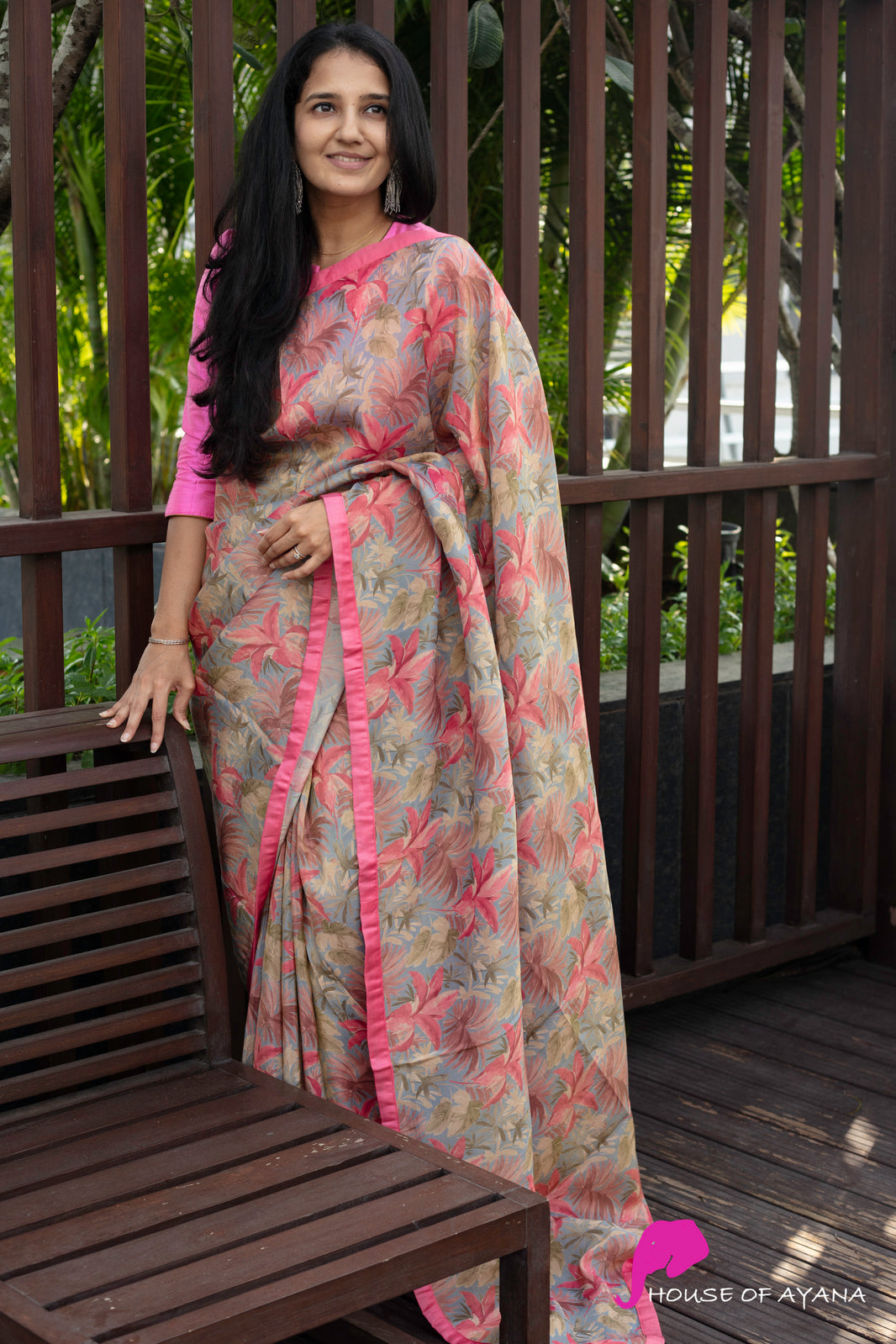 Red Flora Ayana saree set