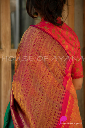 Collared Peach Brocade Blouse