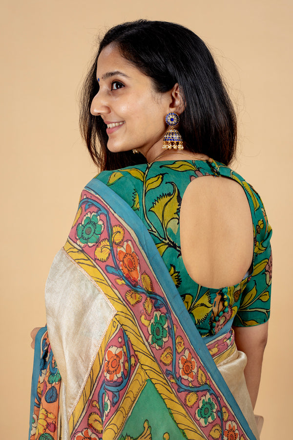 Hand Painted Kalamkari Organza Silk Blouse