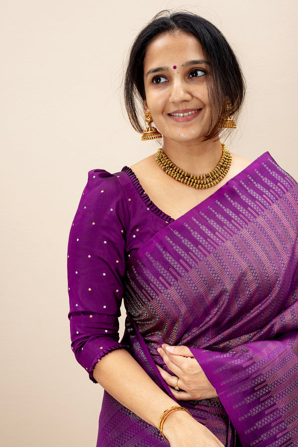 Rich Raven Brocade Silk Blouse