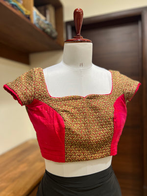 Red Silk Embroidered Blouse