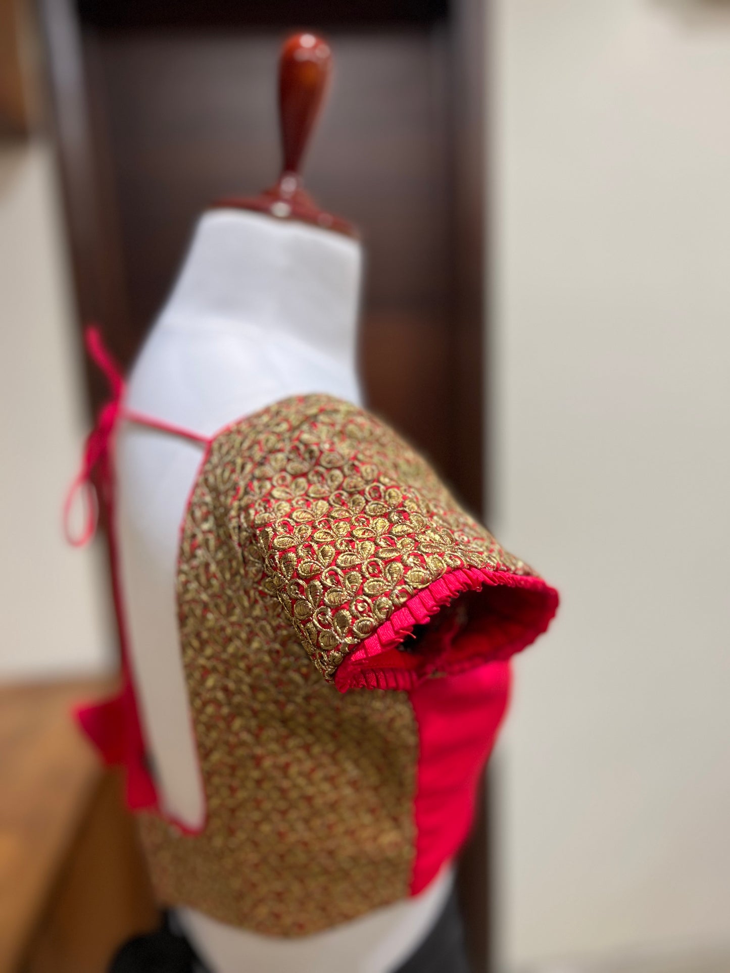 Red Silk Embroidered Blouse