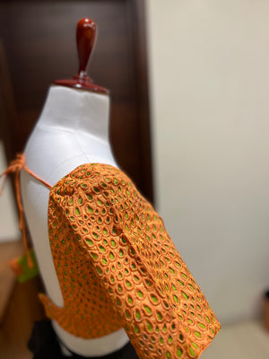 Orange Cutwork Blouse