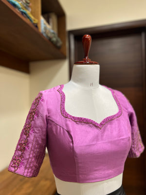 Lavender Embroidered Organza Silk Blouse