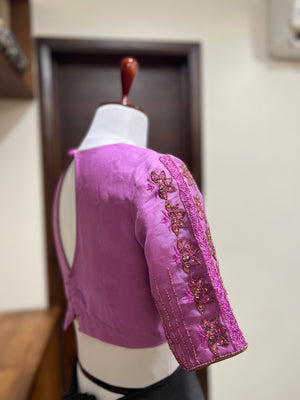 Lavender Embroidered Organza Silk Blouse