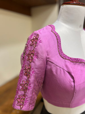 Lavender Embroidered Organza Silk Blouse