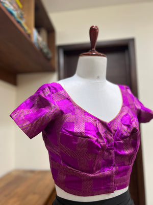 Purple Striped Brocade Silk Blouse