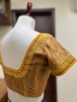 Gold Tussar Silk Embroidered Blouse