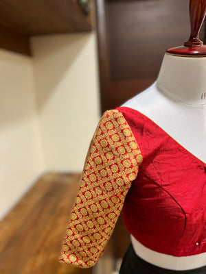 Red Rawsilk - Brocade Blouse