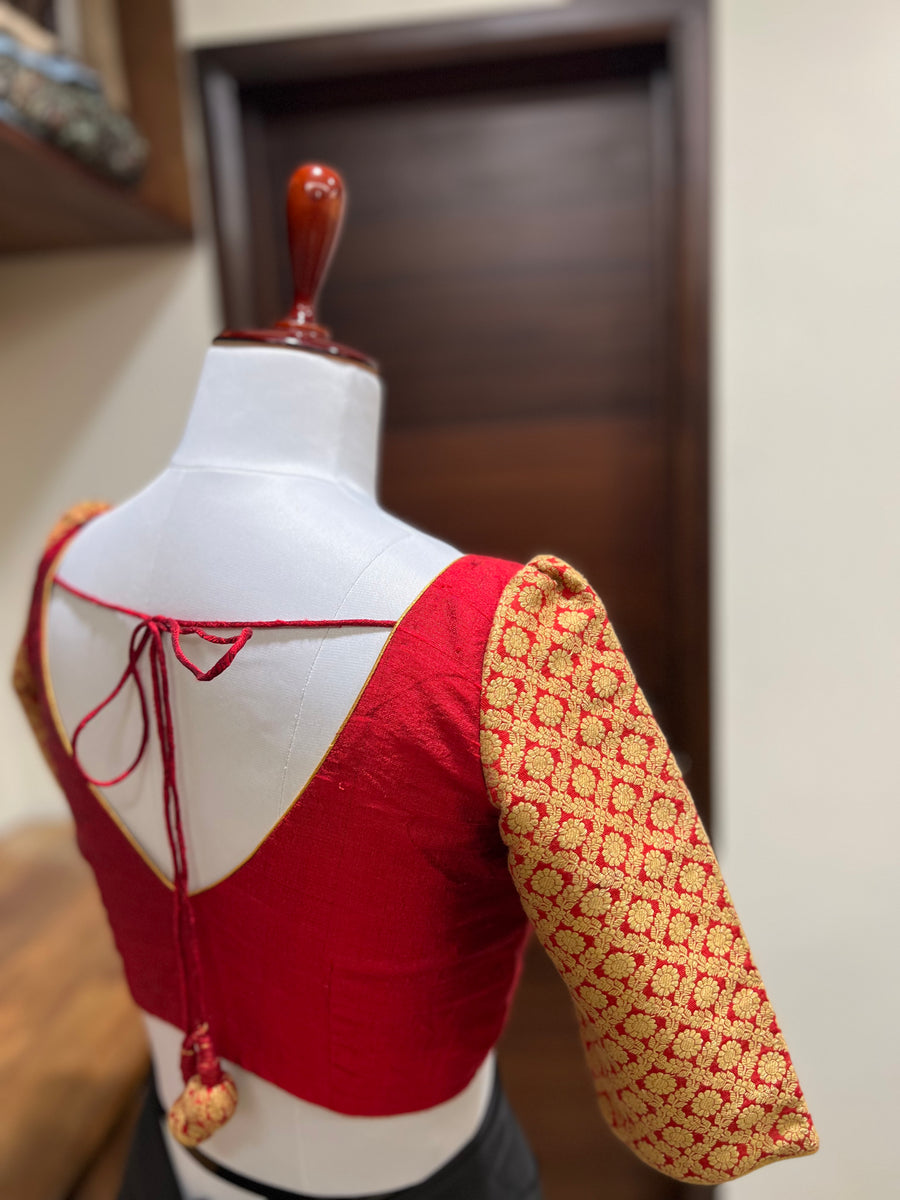 Red Rawsilk - Brocade Blouse