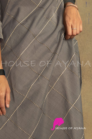 Checkerboard Soft Tussar Kurti