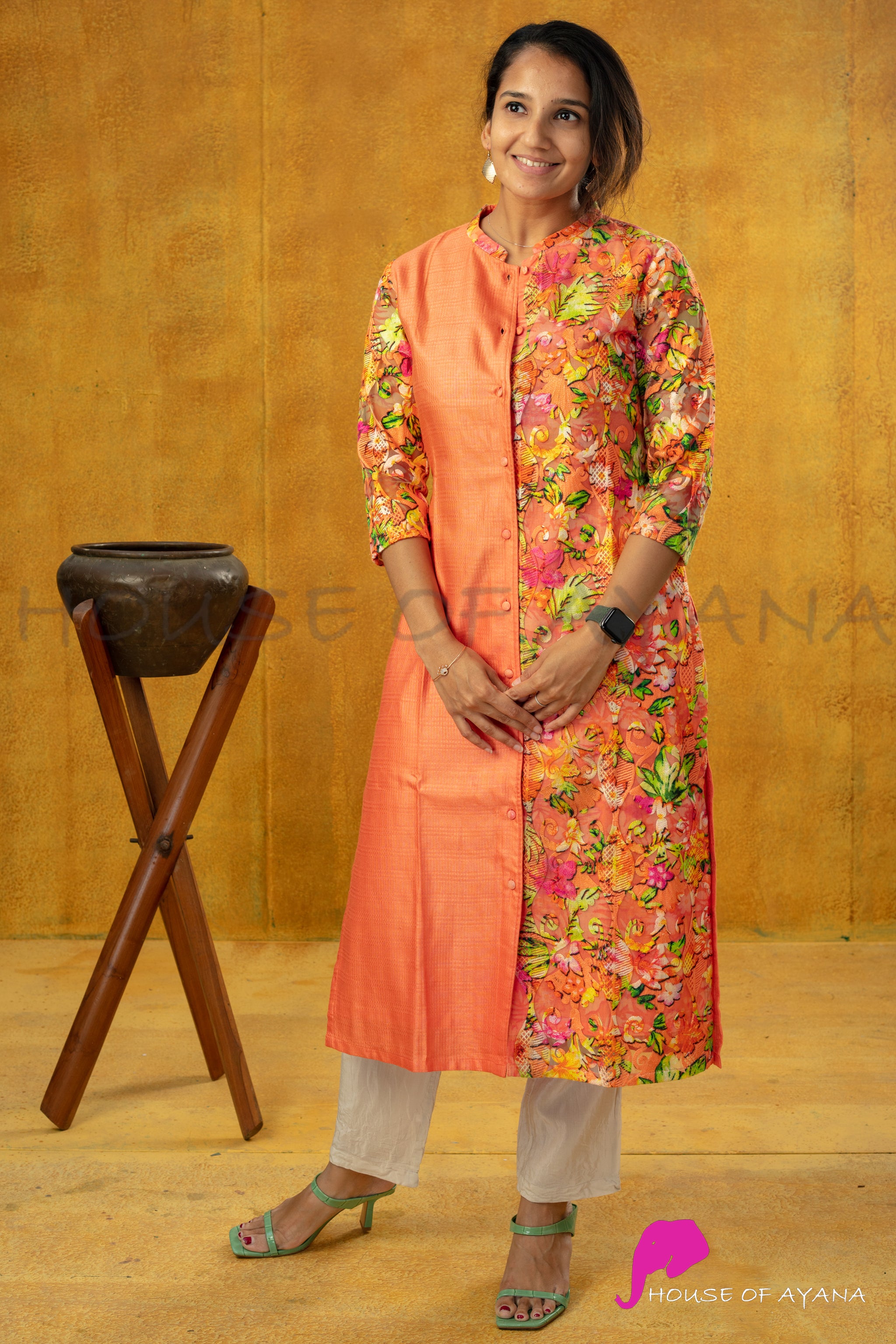 Buy Bead Embroidered Viscose Silk Tussar Kurta Online  W for Woman