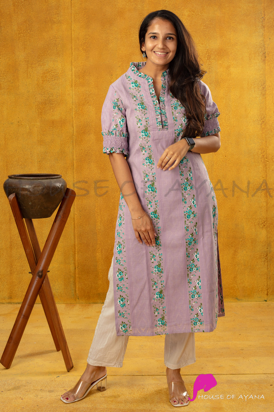 Lavender Bouquet Cotton Kurti